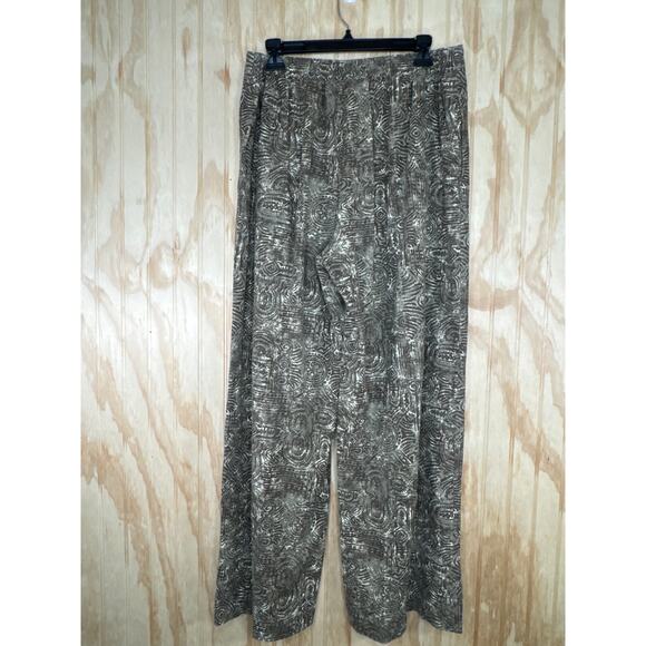 Coldwater Creek Linen Rayon Wideleg Pants Stretch Back Waist Beige Brown Large - Picture 7 of 8